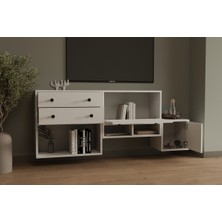 nettrends.net The New Trend Of Shopping Tv Konsolu 2 Çekmece 2 Kapaklı Nordic Stil Asimetrik Salon Mobilyası MST-TVT-1044