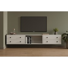 nettrends.net The New Trend Of Shopping 4 Çekmeceli Asma Televizyon Sehpası Kompakt ve Şık Açık Bölmeli Tv Ünitesi MST-TVT-1038