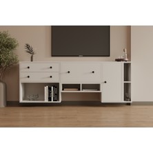 nettrends.net The New Trend Of Shopping Mimar Tasarım Duvara Monte Tv Ünitesi 2 Çekmece 2 Kapaklı Lüks Medya ve Salon Dolabı MST-TVT-1042