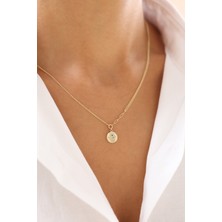 Zeyd Jewelry Yeşil Taşlı Fatma Ananın Eli 14 Ayar Altın Kolye