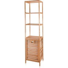 The Mia Bambu 4 Raflı Banyo Düzenleyici Dolap ve Çamaşır Sepeti 160X40X33 cm