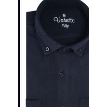 Varetta Erkek Lacivert Oduncu Gömlek - Çift Cepli Kalın Kışlık Trend Düz Geniş Kesim Model