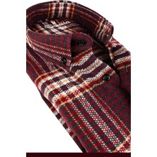 Varetta Erkek Bordo Oduncu Gömlek – Kışlık Kalın Kareli Cepli Geniş Kesim Trend Gömlek Model