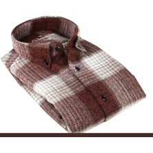 Varetta Erkek Kahverengi Kışlık Kalın Kareli Oduncu Gömlek – Cepli Geniş Kesim Trend Gömlek Model