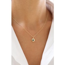 Zeyd Jewelry Koyu Taşlı Organik Form 14 Ayar Altın Kolye