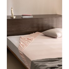 Madame Coco Ciel Tek Kişilik Plus %100 Pamuk Lastikli Saten Çarşaf - Açık Pudra