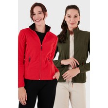 Lela Slim Fit Anti-Pilling Tüylenme Yapmayan Fermuarlı Cepli Hırka 2' Li Paket Polar Bayan Polar 5907002S2