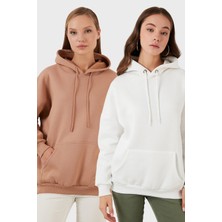 Lela Regular Fit Pamuklu Kapüşonlu Yaka Şardonlu Kışlık 2'li Paket Sweat Bayan Sweat 5863854S2