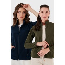 Lela Slim Fit Anti-Pilling Tüylenme Yapmayan Fermuarlı Cepli Hırka 2' Li Paket Polar Bayan Polar 5907002S2