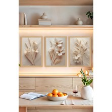 KutuTR Sade Çiçekler Temalı MDF Tablo Seti 3 Parça 13 x 17 Çerçevesiz Renkli UV Baskılı CRVS1039