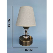 Fey Abajur Pilli Abajur, Gece Lambası, Piili Masa Lambası, Kremketenşapkakristalayak