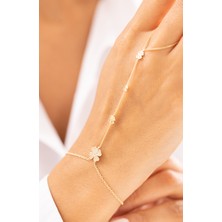 Zeyd Jewelry Şans Sembolü Taşlı Yonca Tasarım 14 Ayar Altın Şahmeran