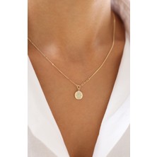 Zeyd Jewelry Zarif Hamsa Figürlü Taş Işlemeli 14 Ayar Altın Kolye