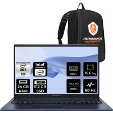 Asus Vivobook 15 Intel Core 5 120U 24GB 512GB SSD 15.6" Fhd Fdos Taşınabilir Bilgisayar & Per4 Çanta X1504VANJ3665P317