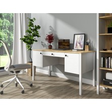 Sakura Hunerika Kanio 2 Kapak Tek Çekmeceli Çalışma Masası -Wood Beyaz-Minifiks Bağlantılı