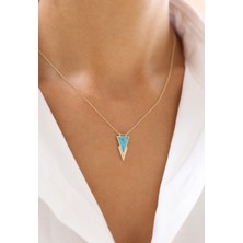 Zeyd Jewelry Vintage Ilhamlı Turkuaz Taşlı 14 Ayar Altın Kolye
