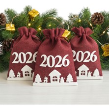 Bonvos 2026 Yılbaşı Keseleri - Yeni Yıla Özel 3 Adet Kese (16 Cm X 11 Cm)