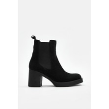 Nilufarr Alisha Siyah Süet Hakiki Deri Topuklu Bot