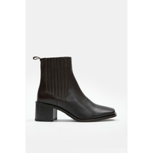 Nilufarr Yoshie Kahve Hakiki Deri Kadın Topuklu Bot