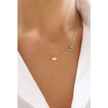 Zeyd Jewelry Taç Figürlü Nazar Boncuklu 14 Ayar Altın Kolye