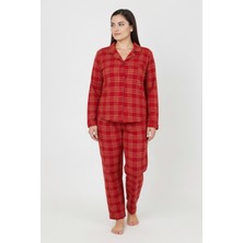 Bravie Luxury Soft Bordo Leopar Desenli Uzun Kollu Kadın Pijama Takımı – Büyük Beden 3002