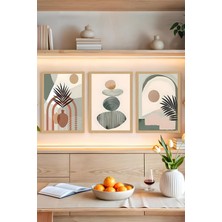 KutuTR 🌿 Soyut Vazo ve Bitki Kompozisyonu Temalı 3'lü Tablo Seti 🌿 - Çerçevesiz Mdf Uv Baskı CRVS1058 13 x 17
