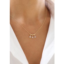 Zeyd Jewelry Işıltılı Lila Yıldızlı 14 Ayar Altın Kolye
