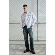 Giesto Oxford Nakışlı Beyaz Gömlek