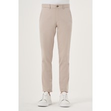 Morven  Erkek Bej Yazlık Pamuk Yan Cep Slim Fit Chino Pantolon