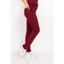 Nur Medikal Giyim Bordo Likralı Doktor Pantolonu Hastane Doktor Alt Üniforma Scrubs