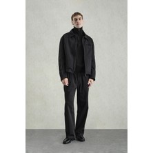 Giesto Deri Biyeli Siyah Klasik Ceket