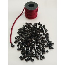 Seçilir 10 mt Bordo Renk Esnek 6 mm Eşofman Kapüşon Bağcık Ipi ve 20 Adet Plastik Tıpalı Kapüşon Ucu