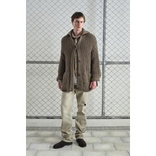 Giesto Kalın Örgülü Oversıze Kahverengi Hırka