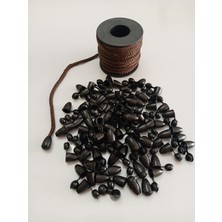 Seçilir 30 mt Kahve Renk Esnek 6 mm Eşofman Kapüşon Bağcık Ipi ve 60 Adet Plastik Tıpalı Kapüşon Ucu