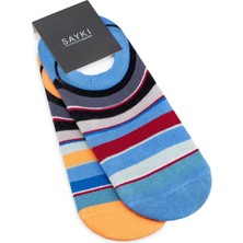 Hatemoğlu A.lacivert - Turuncu 2'li Çizgili Babet Çorap