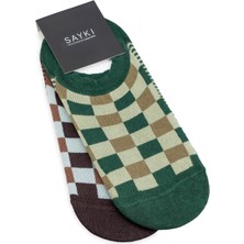 Hatemoğlu Haki - Kahverengi 2'li Kareli Babet Çorap