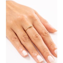 Zeyd Jewelry Üçlü Yeşil Taşlı 14 Ayar Altın Yüzük