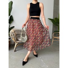 Etiler Collection Baskılı Astarlı Uzun Etek