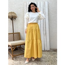Küçüğüm Butik Hardal Poplin Kat Kat Etek