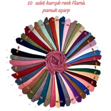 Sedef 10 Adet Karışık Renk Dağıtmalık Flamlı Pamuklu Eşarp