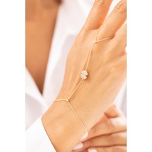 Zeyd Jewelry Dört Yapraklı Yonca Taşlı 14 Ayar Altın Şahmeran