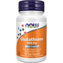 Now Foods Glutathione 500 Mg With Milk Thistle Extract & Alpha Lipoic Acid Detox Free Radical Neutralizer 30 Veg Caps