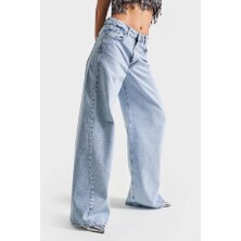 Its Basic Kadın Mavi Renk Önü Full Parlak Taşlı Palazzo Fit Denim