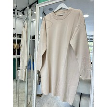 Adn Ince Triko Çiçekli Tunik - Taş - 2