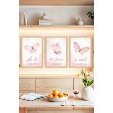 KutuTR 🌸 Kelebek Temalı Dini 3’lü Çerçeve Görünümlü Tablo Seti 🌟 CRVS1078 13 x 17