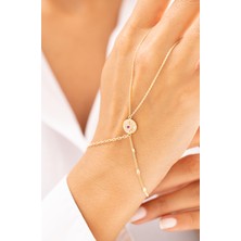 Zeyd Jewelry Yuvarlak Madalyon Pembe Taşlı 14 Ayar Altın Şahmeran