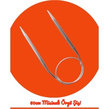 Masal Örgü Evi Çelik Telli Misinalı 60 cm Örgü Şişi Orta Boy Misina