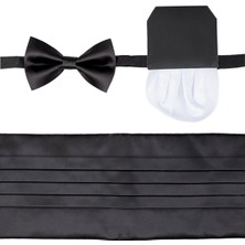 Hatemoğlu Siyah Kuşak Papyon Mendil Set 100% Polyester Açık Bakır - Siyah Renk ile Şık Tasarım