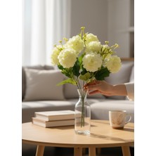 Nettenevime Yapay Çiçek Kartopu Krizantem Beyaz 5dallı 10TOPLU Demet 30CM