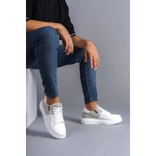 Tolzan SLW155 Warrior Bağcıklı ve Fermuarlı Cilt Süet Erkek Günlük Sneaker Ayakkabı Csbt - Beyaz/gri